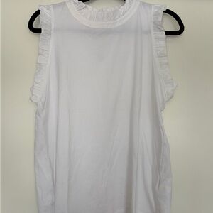 Banana Republic Sleeveless White Blouse with Ruffle Detail
